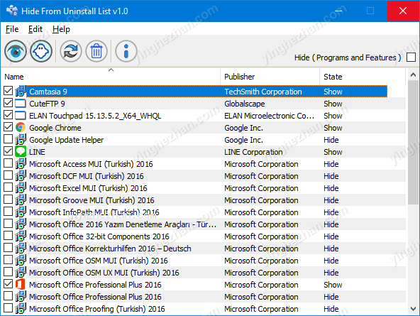Hide From Uninstall List隐藏指定软件的卸载功能教程