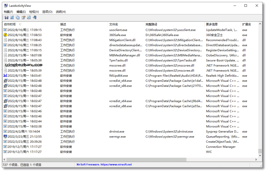 电脑使用记录查看工具-LastActivityView-查看电脑使用记录痕迹