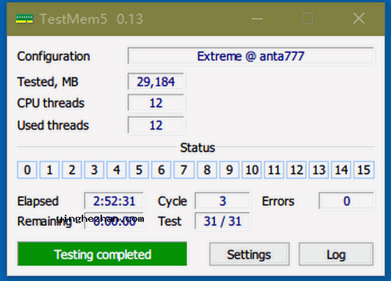 TestMem5 内存压力测试软件-内存条超频后测试性能与稳定性