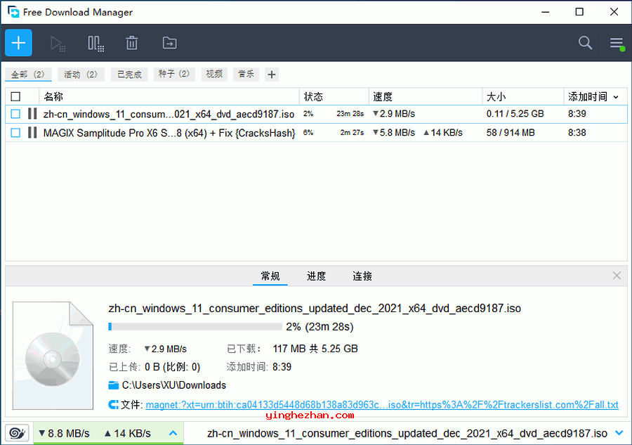 BT下载工具-free download manager中文版-支持BT种子和磁力链接