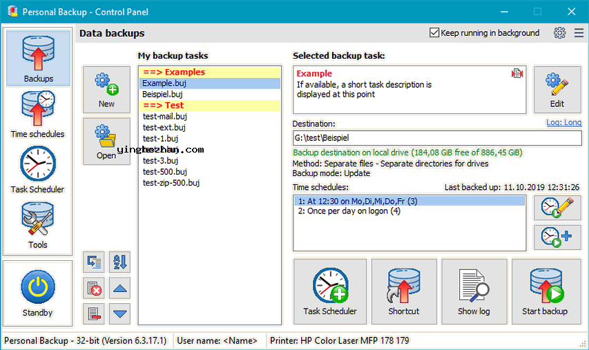 Personal Backup 6英文界面截图